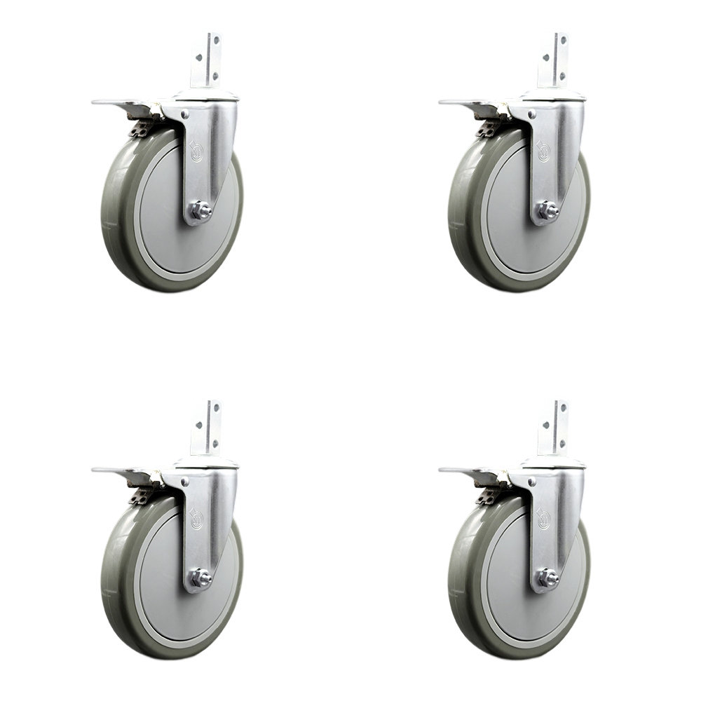 Service Caster Poly Wheel Swivel Square Stem Caster Set Total Lock